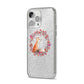 Personalised Fox Christmas Wreath iPhone 14 Pro Max Glitter Tough Case Silver Angled Image