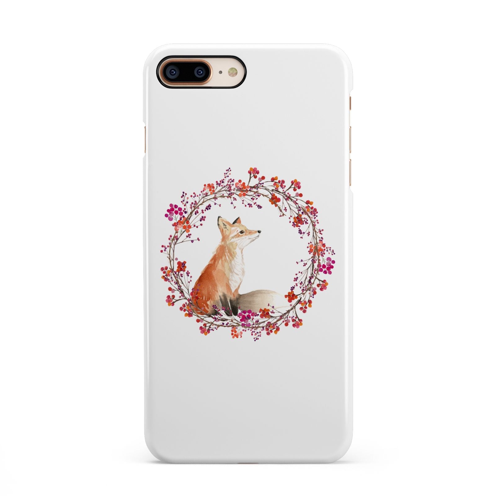 Personalised Fox Christmas Wreath iPhone 8 Plus 3D Snap Case on Gold Phone