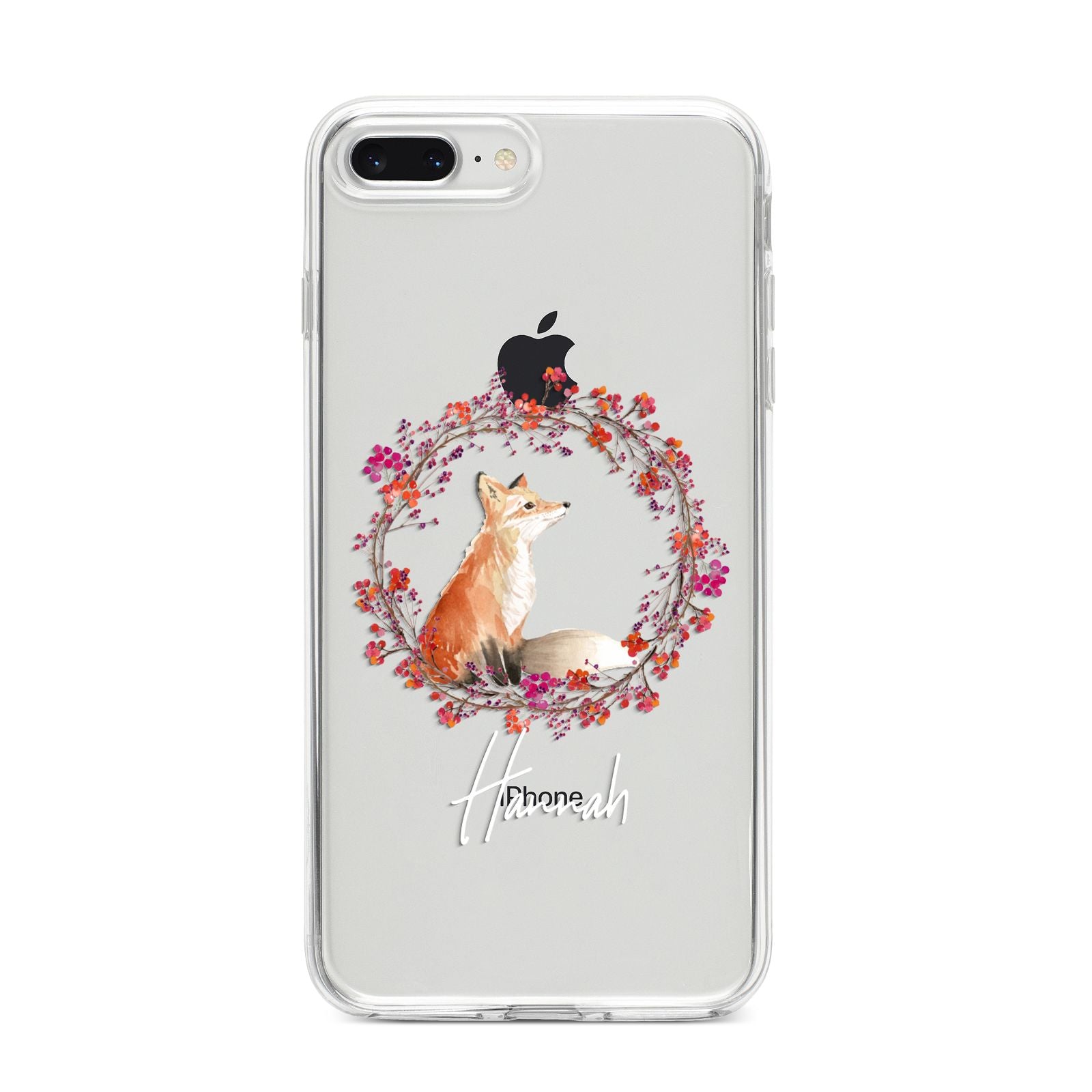 Personalised Fox Christmas Wreath iPhone 8 Plus Bumper Case on Silver iPhone