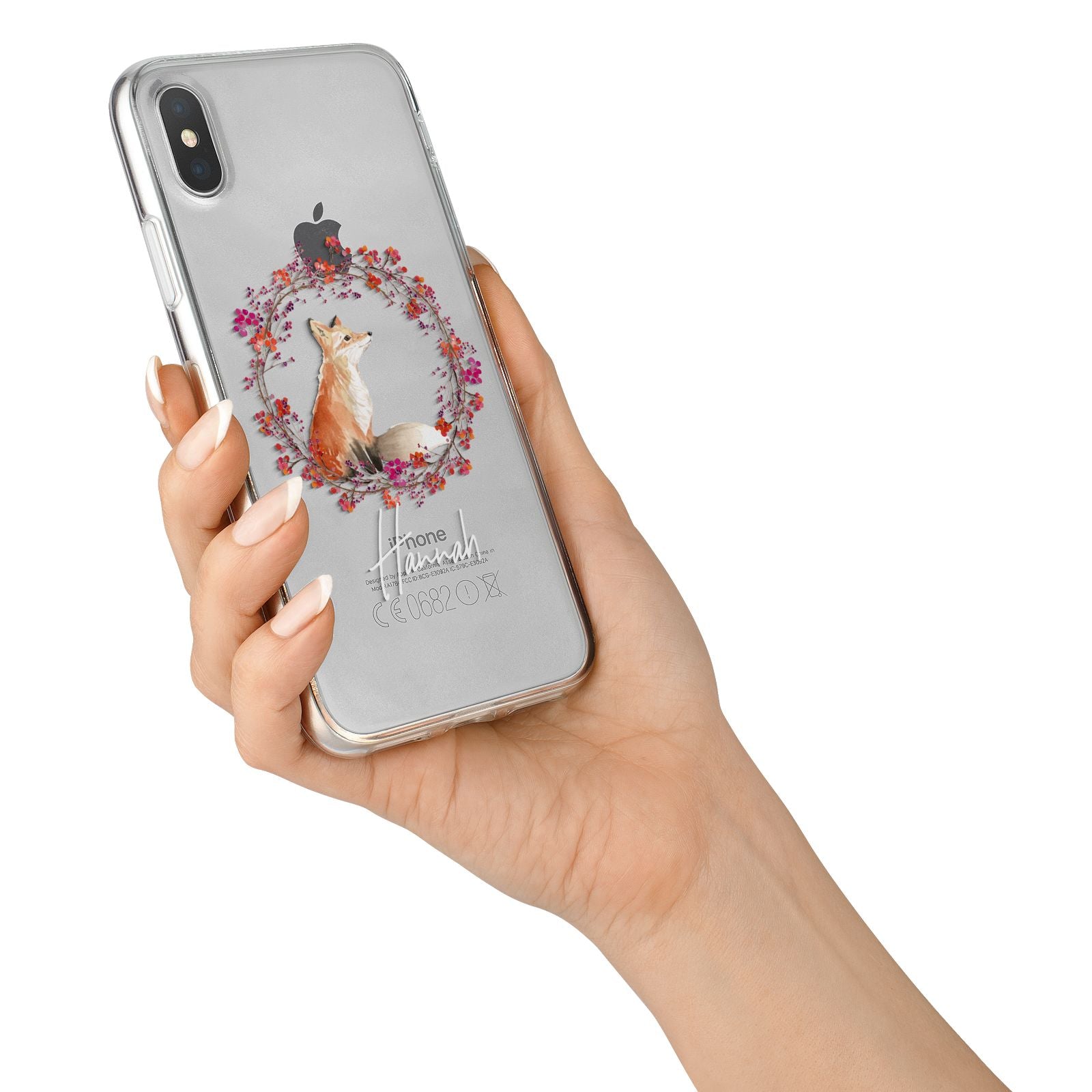 Personalised Fox Christmas Wreath iPhone X Bumper Case on Silver iPhone Alternative Image 2