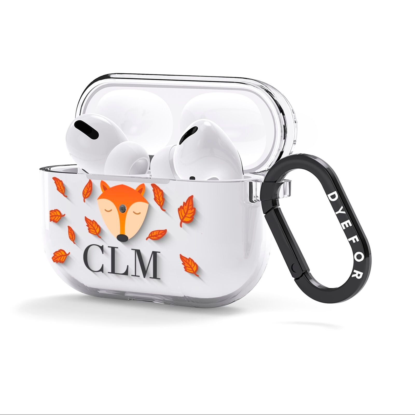 Personalised Fox Initials AirPods Clear Case 3rd Gen Side Image