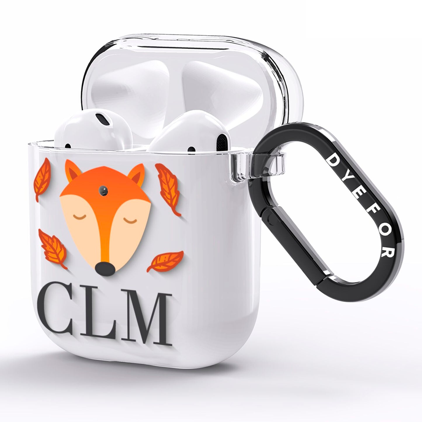 Personalised Fox Initials AirPods Clear Case Side Image