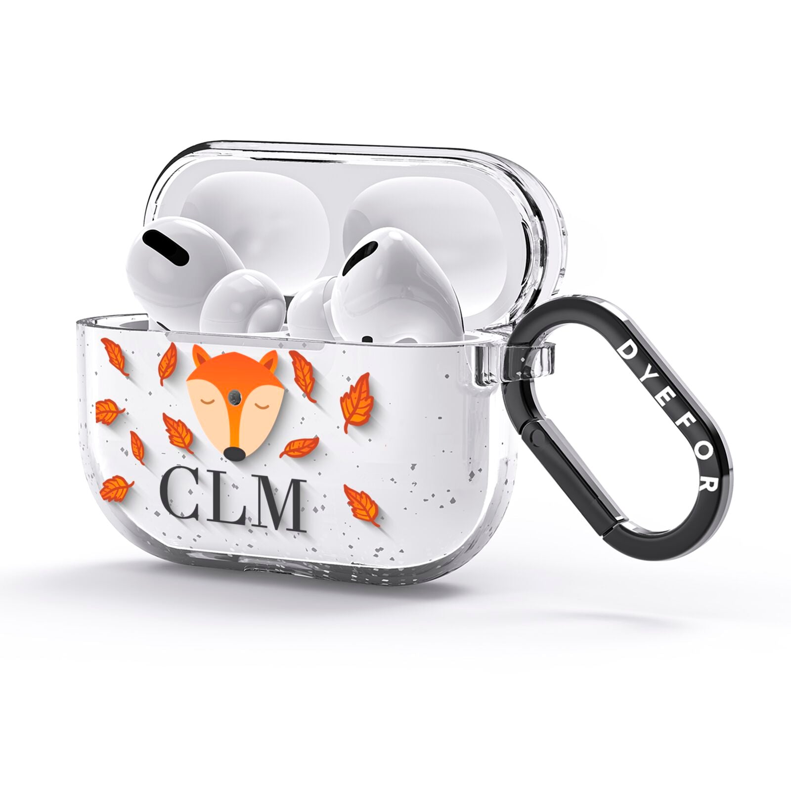 Personalised Fox Initials AirPods Glitter Case 3rd Gen Side Image