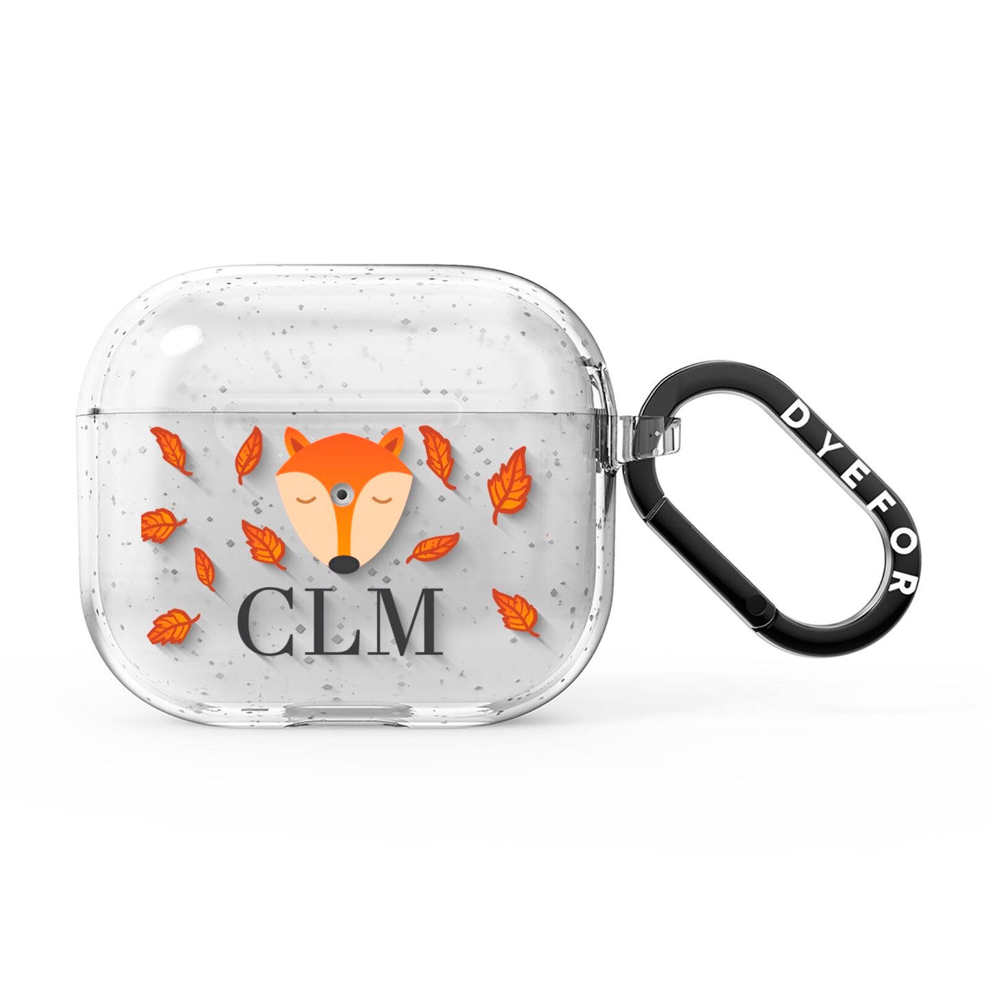 Personalised Fox Initials AirPods Glitter Case 3rd Gen