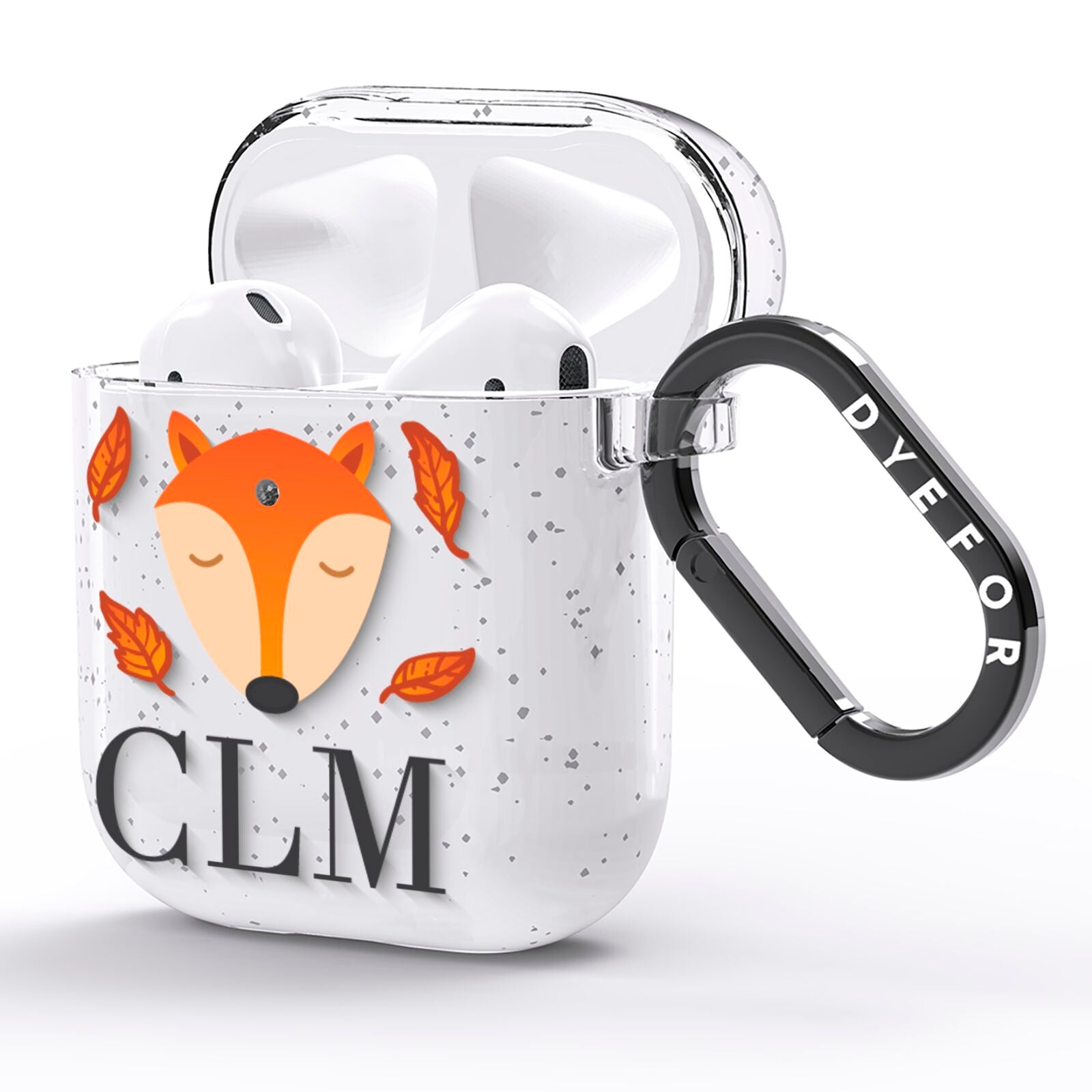 Personalised Fox Initials AirPods Glitter Case Side Image