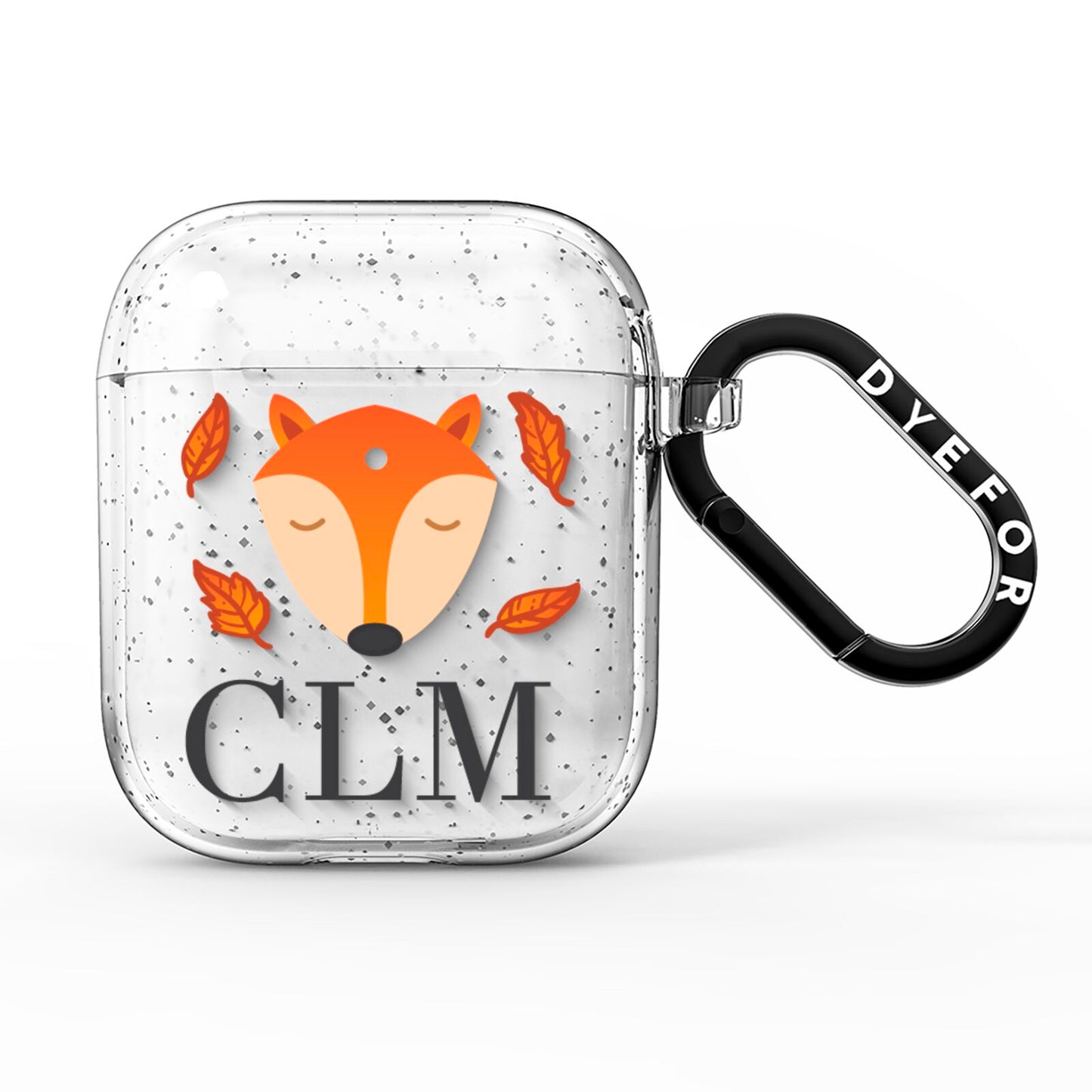 Personalised Fox Initials AirPods Glitter Case