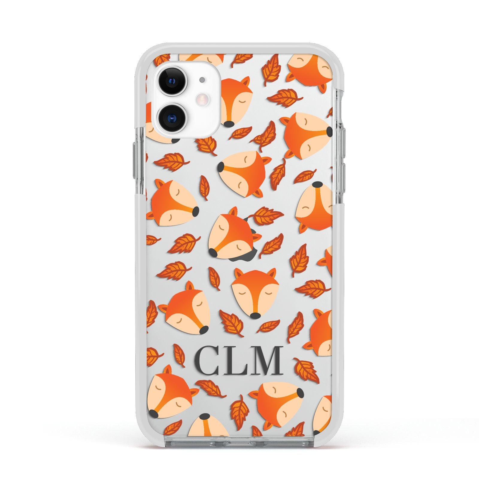 Personalised Fox Initials Apple iPhone 11 in White with White Impact Case