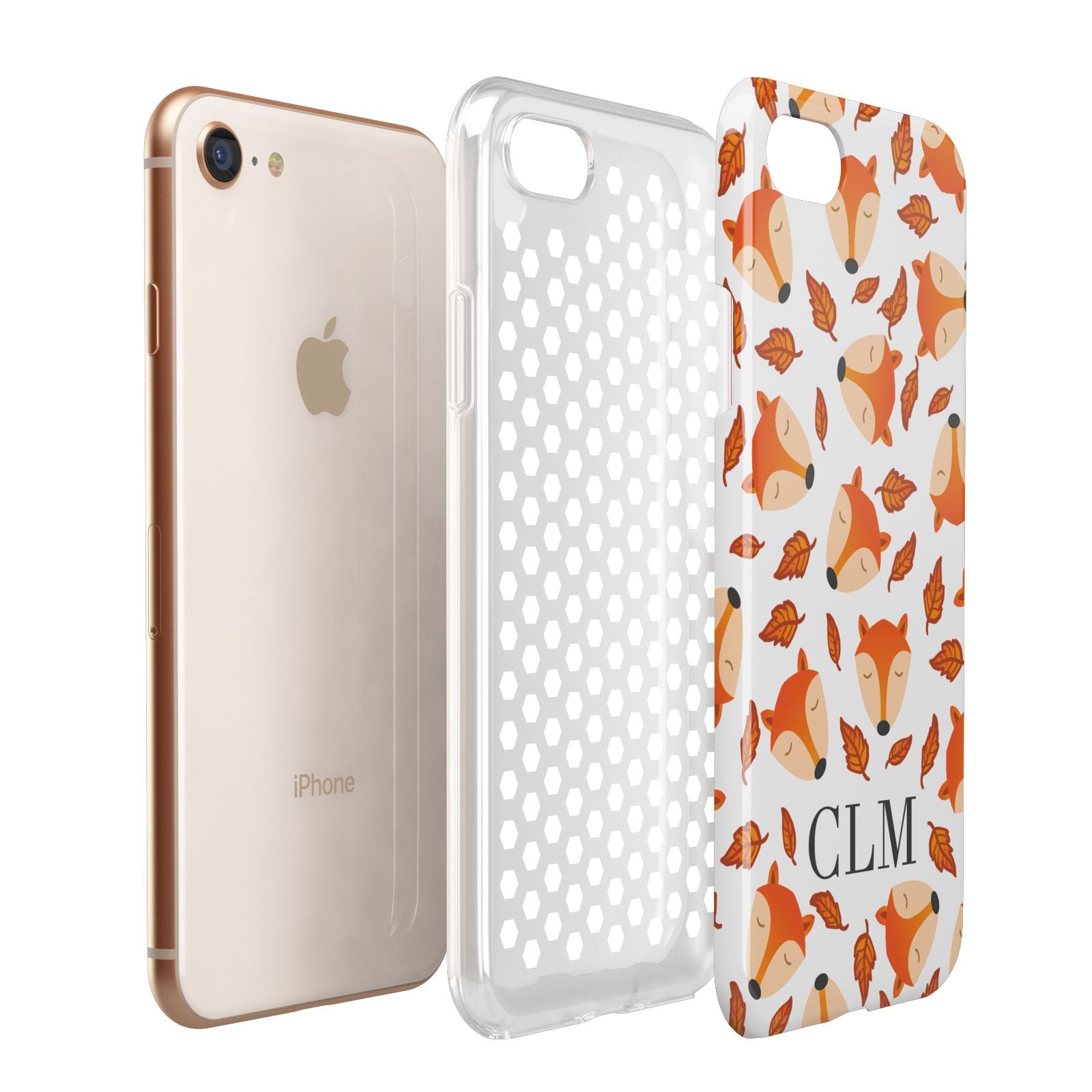 Personalised Fox Initials Apple iPhone 7 8 3D Tough Case Expanded View