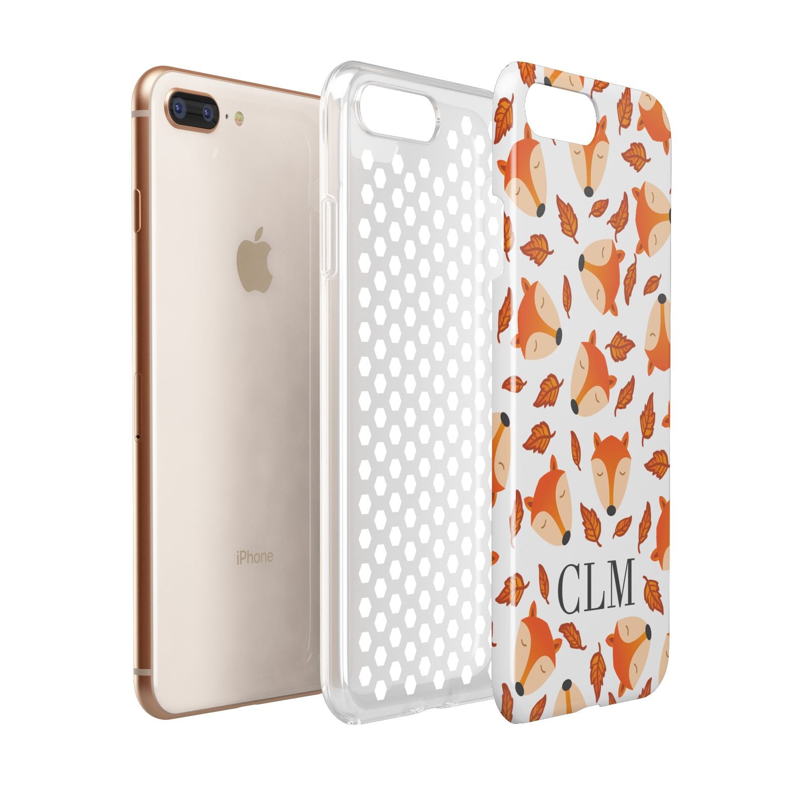 Personalised Fox Initials Apple iPhone 7 8 Plus 3D Tough Case Expanded View