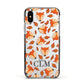Personalised Fox Initials Apple iPhone Xs Impact Case Black Edge on Silver Phone