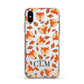 Personalised Fox Initials Apple iPhone Xs Impact Case White Edge on Silver Phone