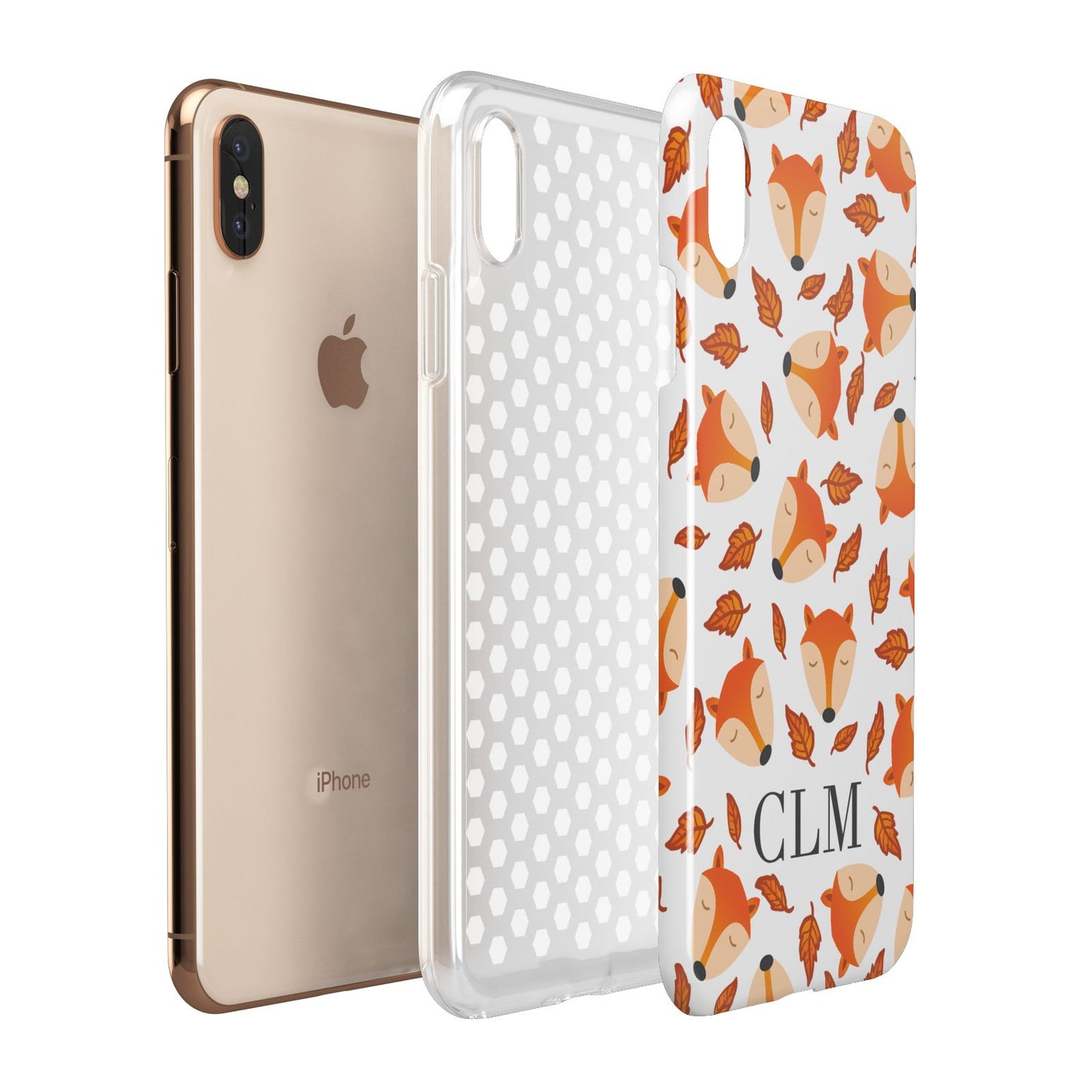 Personalised Fox Initials Apple iPhone Xs Max 3D Tough Case Expanded View