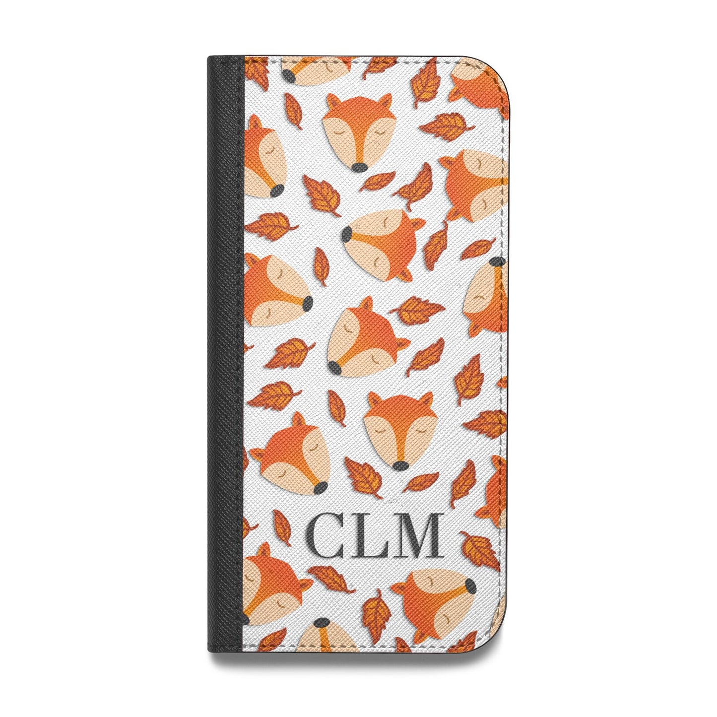 Personalised Fox Initials Vegan Leather Flip iPhone Case