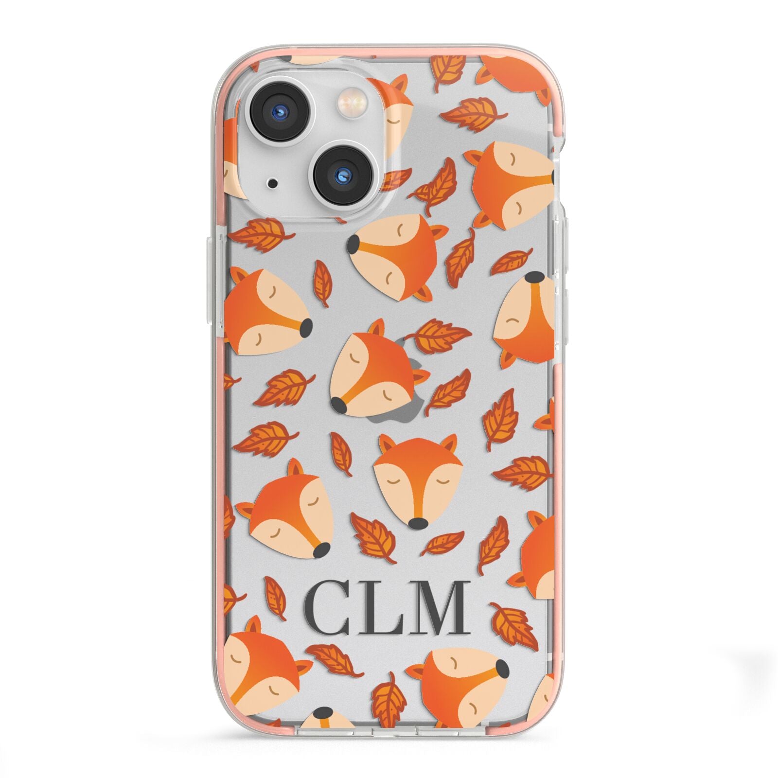 Personalised Fox Initials iPhone 13 Mini TPU Impact Case with Pink Edges