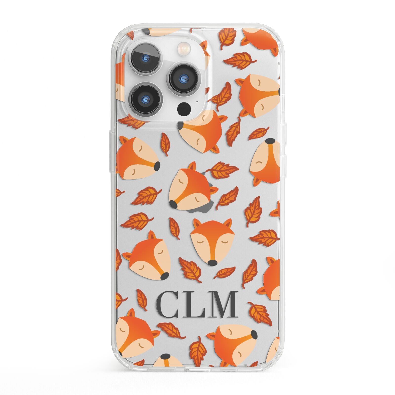 Personalised Fox Initials iPhone 13 Pro Clear Bumper Case