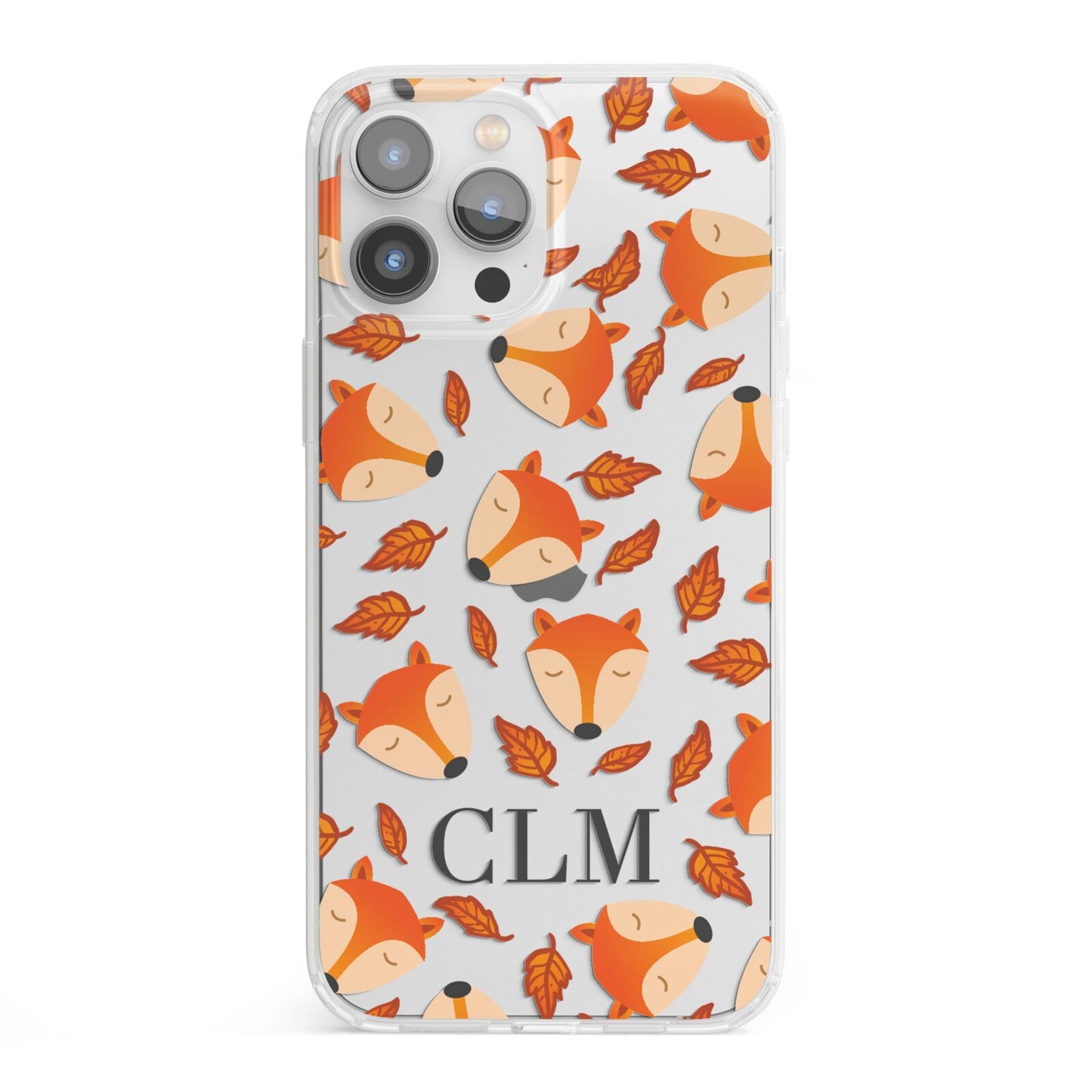 Personalised Fox Initials iPhone 13 Pro Max Clear Bumper Case