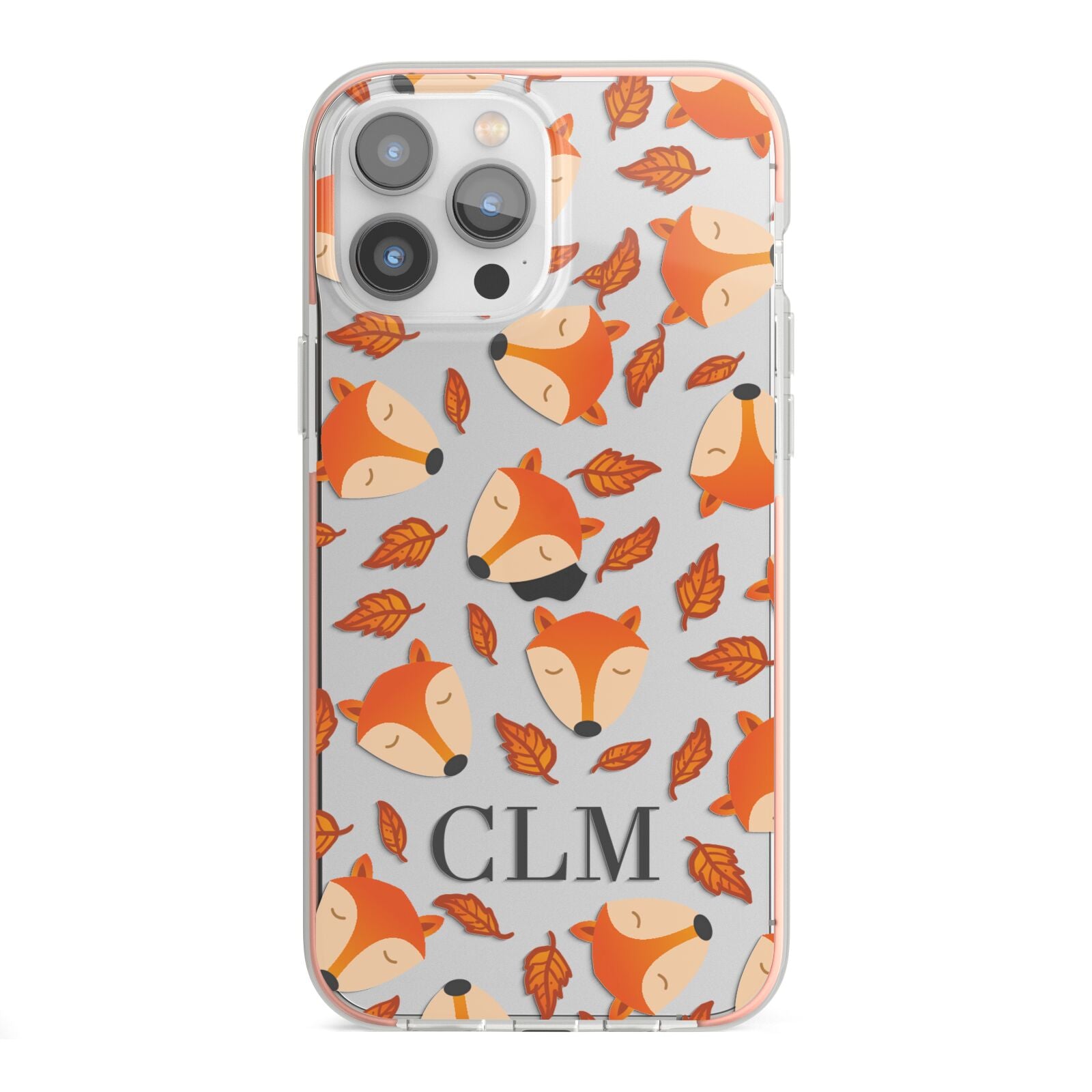 Personalised Fox Initials iPhone 13 Pro Max TPU Impact Case with Pink Edges