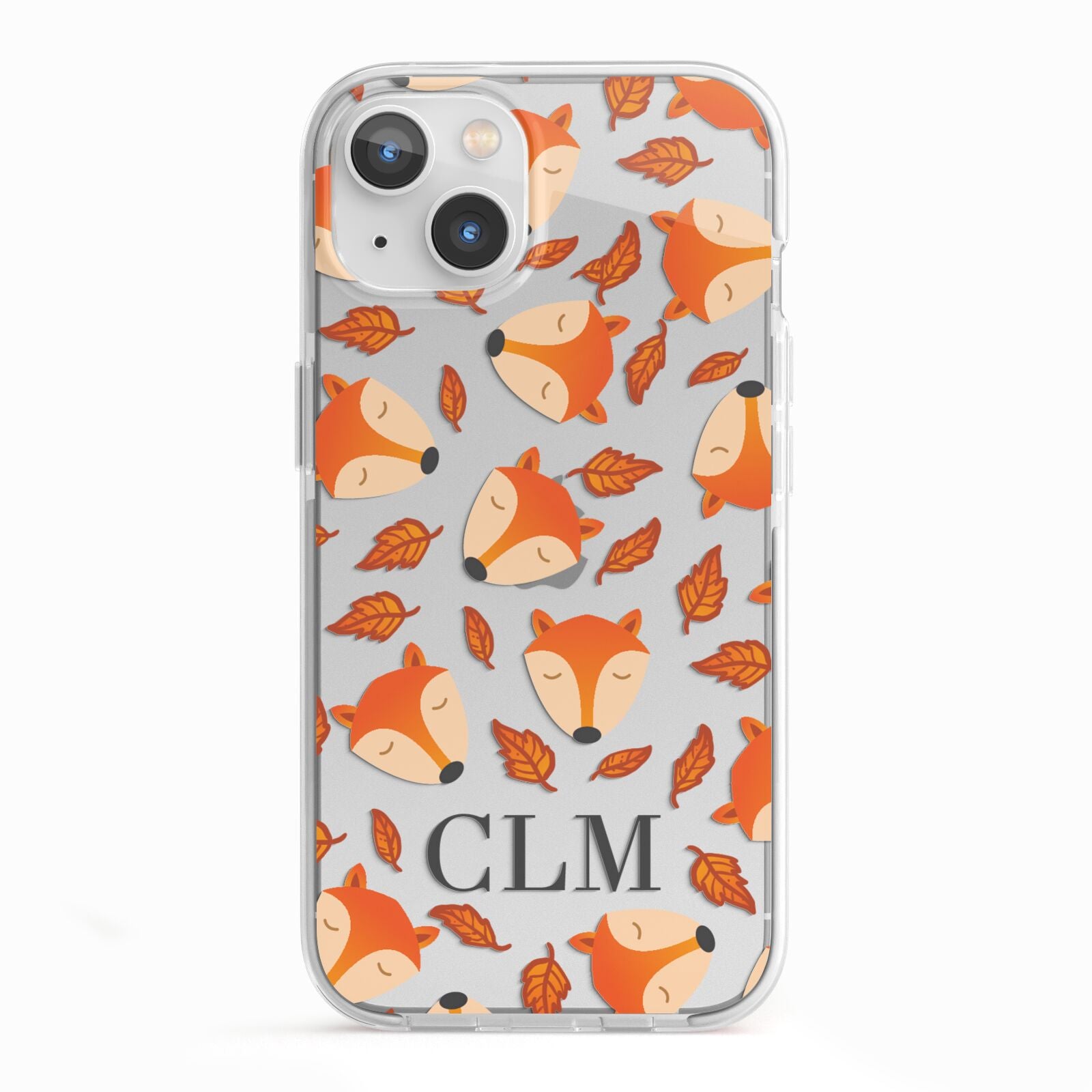 Personalised Fox Initials iPhone 13 TPU Impact Case with White Edges