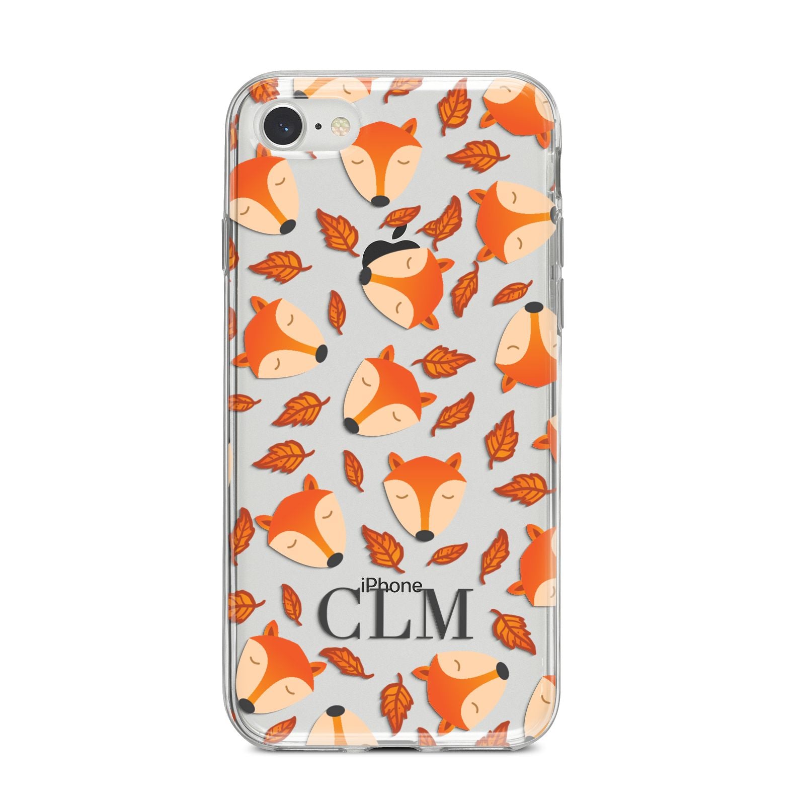 Personalised Fox Initials iPhone 8 Bumper Case on Silver iPhone