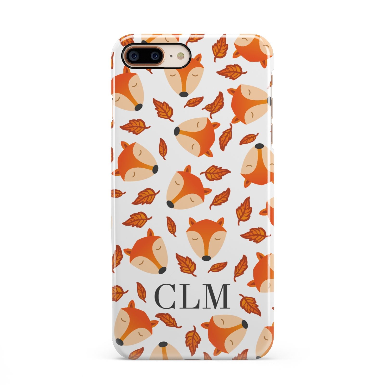 Personalised Fox Initials iPhone 8 Plus 3D Snap Case on Gold Phone