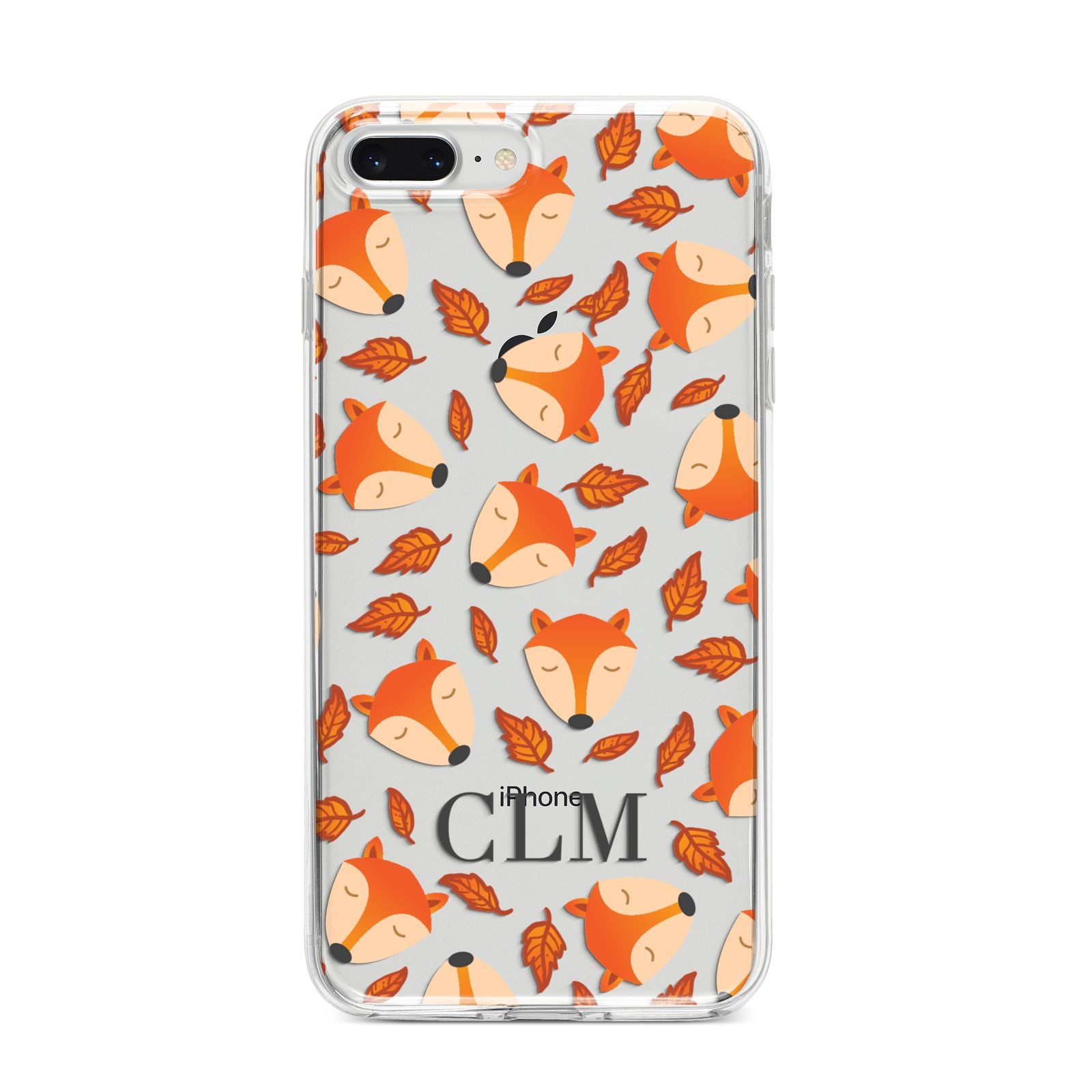 Personalised Fox Initials iPhone 8 Plus Bumper Case on Silver iPhone