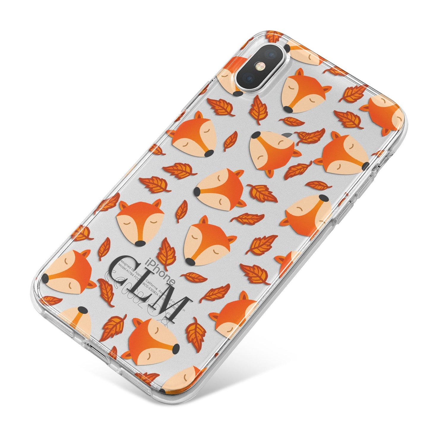 Personalised Fox Initials iPhone X Bumper Case on Silver iPhone