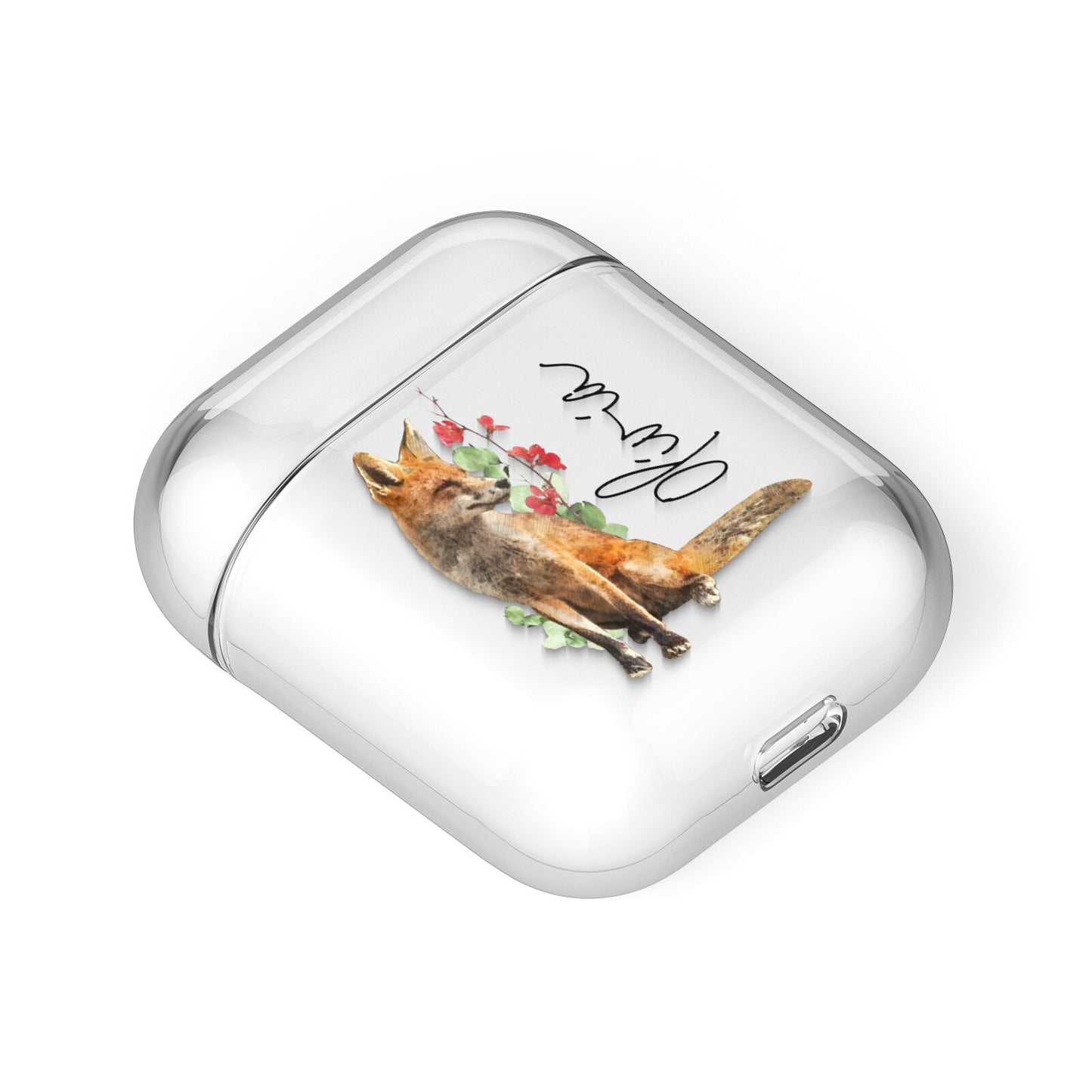 Personalised Fox Name AirPods Case Laid Flat