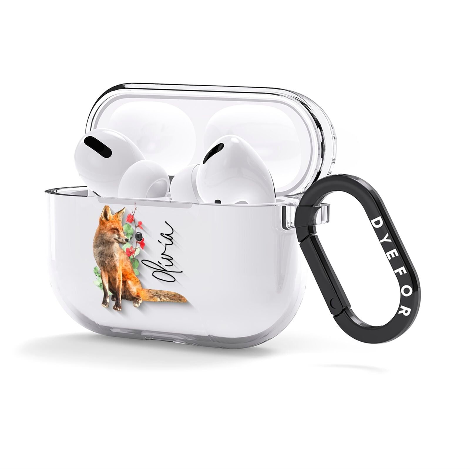 Personalised Fox Name AirPods Clear Case 3rd Gen Side Image