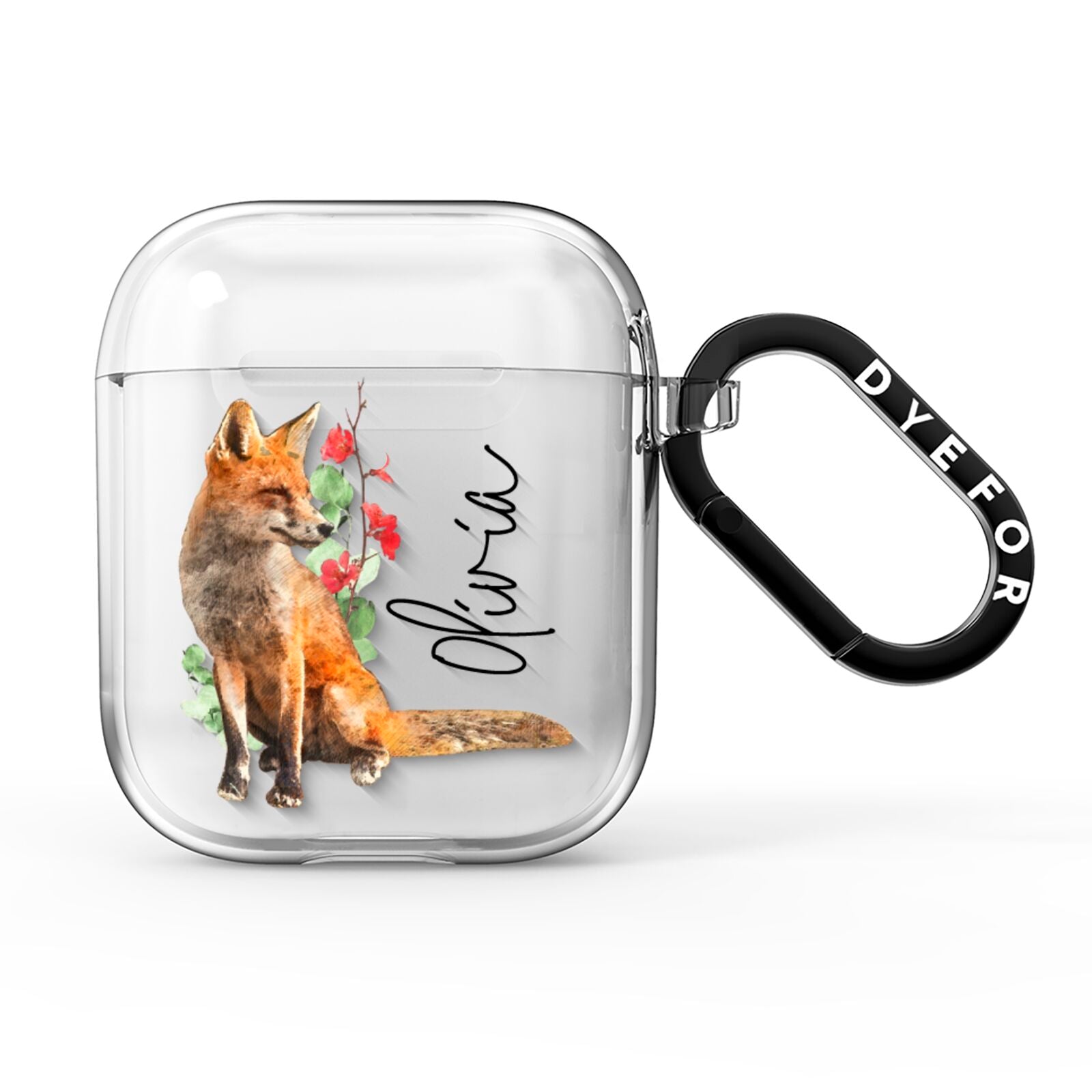 Personalised Fox Name AirPods Clear Case