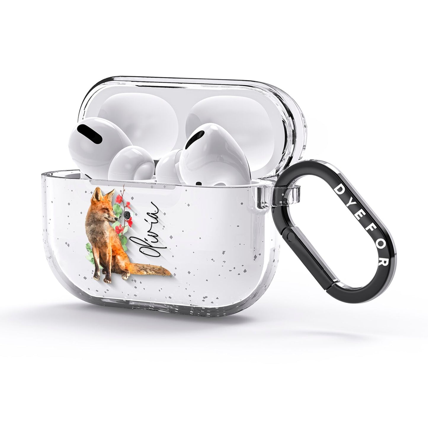 Personalised Fox Name AirPods Glitter Case 3rd Gen Side Image