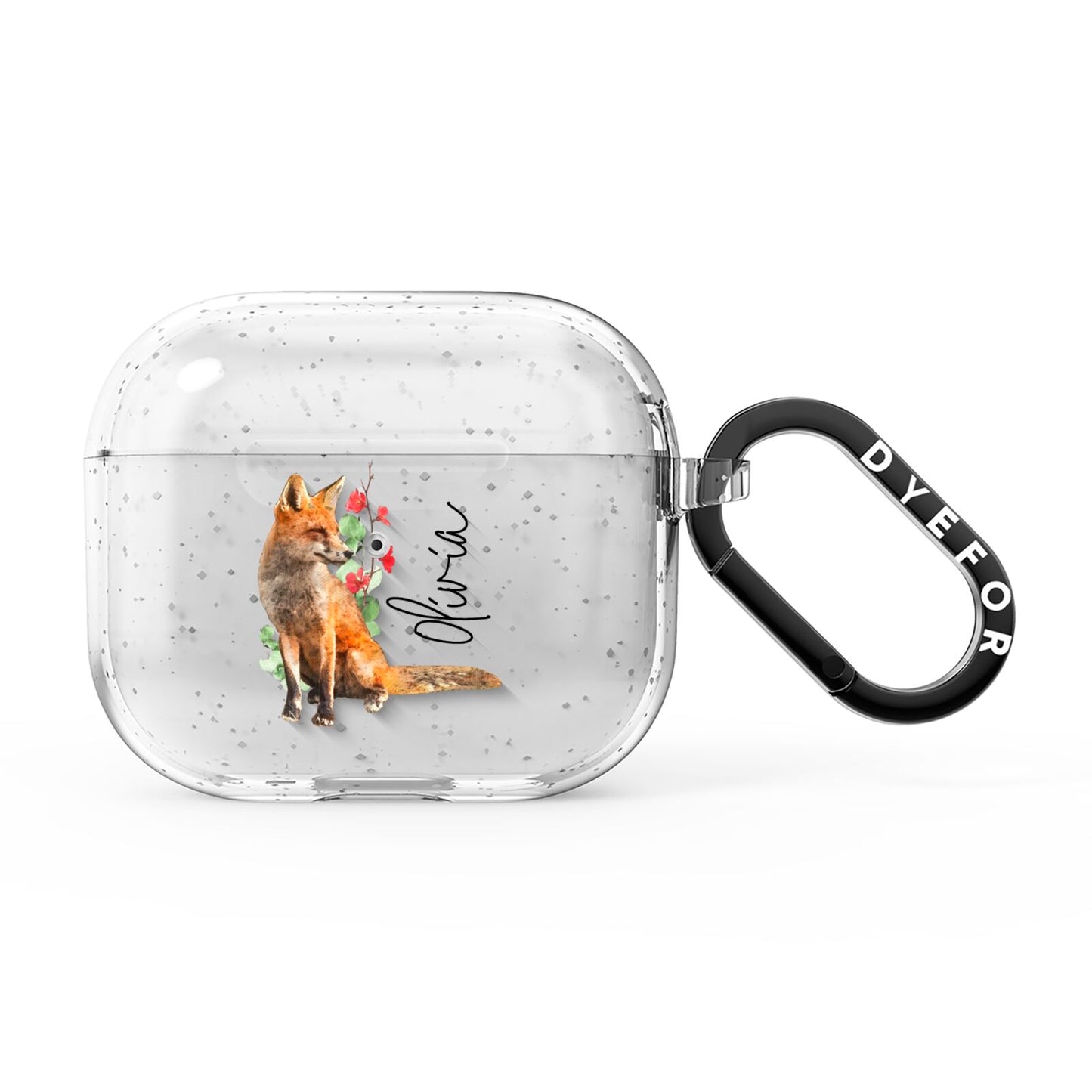 Personalised Fox Name AirPods Glitter Case 3rd Gen