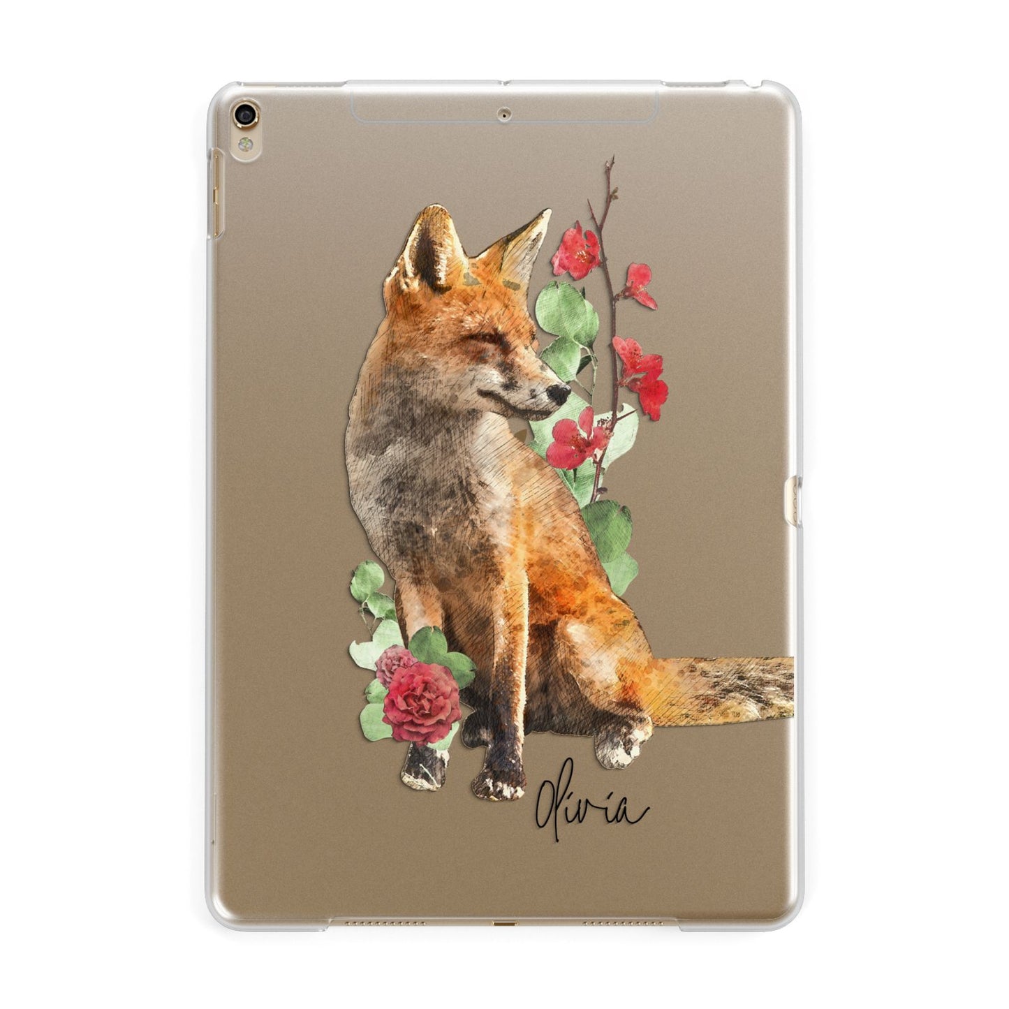 Personalised Fox Name Apple iPad Gold Case