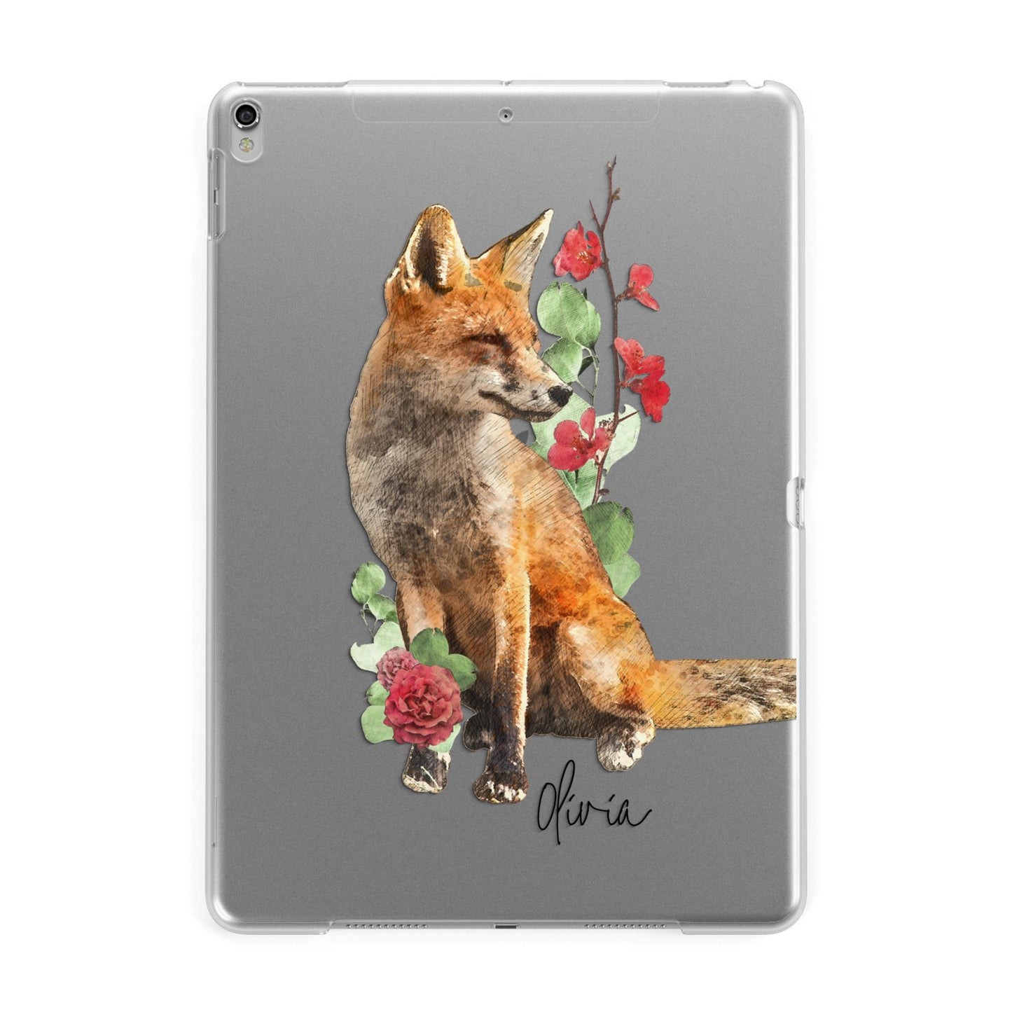 Personalised Fox Name Apple iPad Silver Case