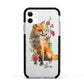 Personalised Fox Name Apple iPhone 11 in White with Black Impact Case