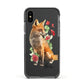 Personalised Fox Name Apple iPhone Xs Impact Case Black Edge on Black Phone