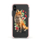 Personalised Fox Name Apple iPhone Xs Impact Case Pink Edge on Black Phone