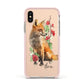 Personalised Fox Name Apple iPhone Xs Impact Case Pink Edge on Gold Phone