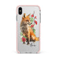 Personalised Fox Name Apple iPhone Xs Max Impact Case Pink Edge on Silver Phone