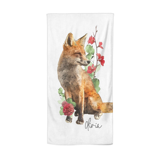 Personalised Fox Name Beach Towel