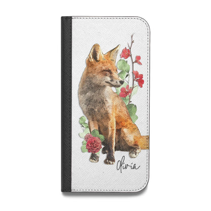 Personalised Fox Name Vegan Leather Flip iPhone Case