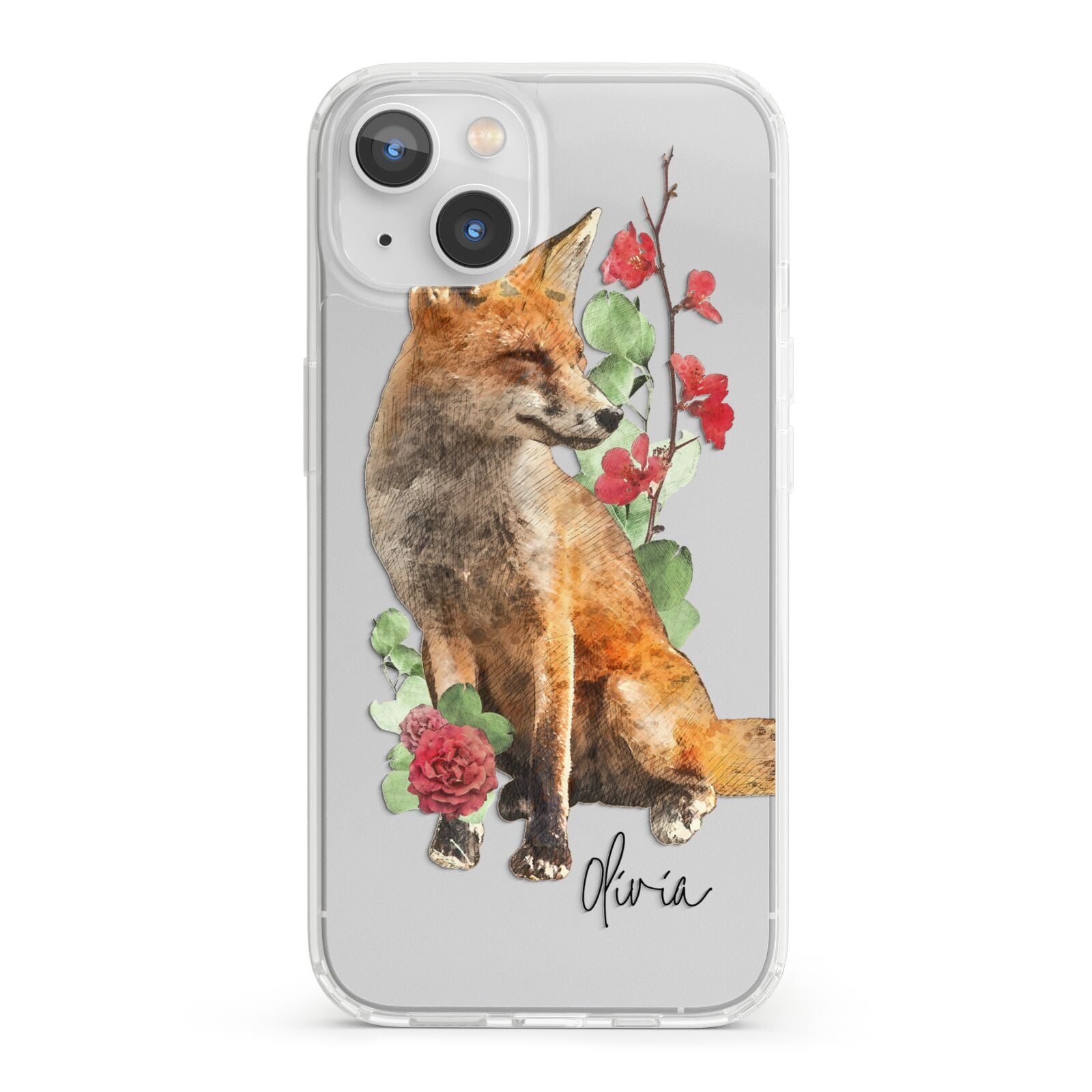 Personalised Fox Name iPhone 13 Clear Bumper Case