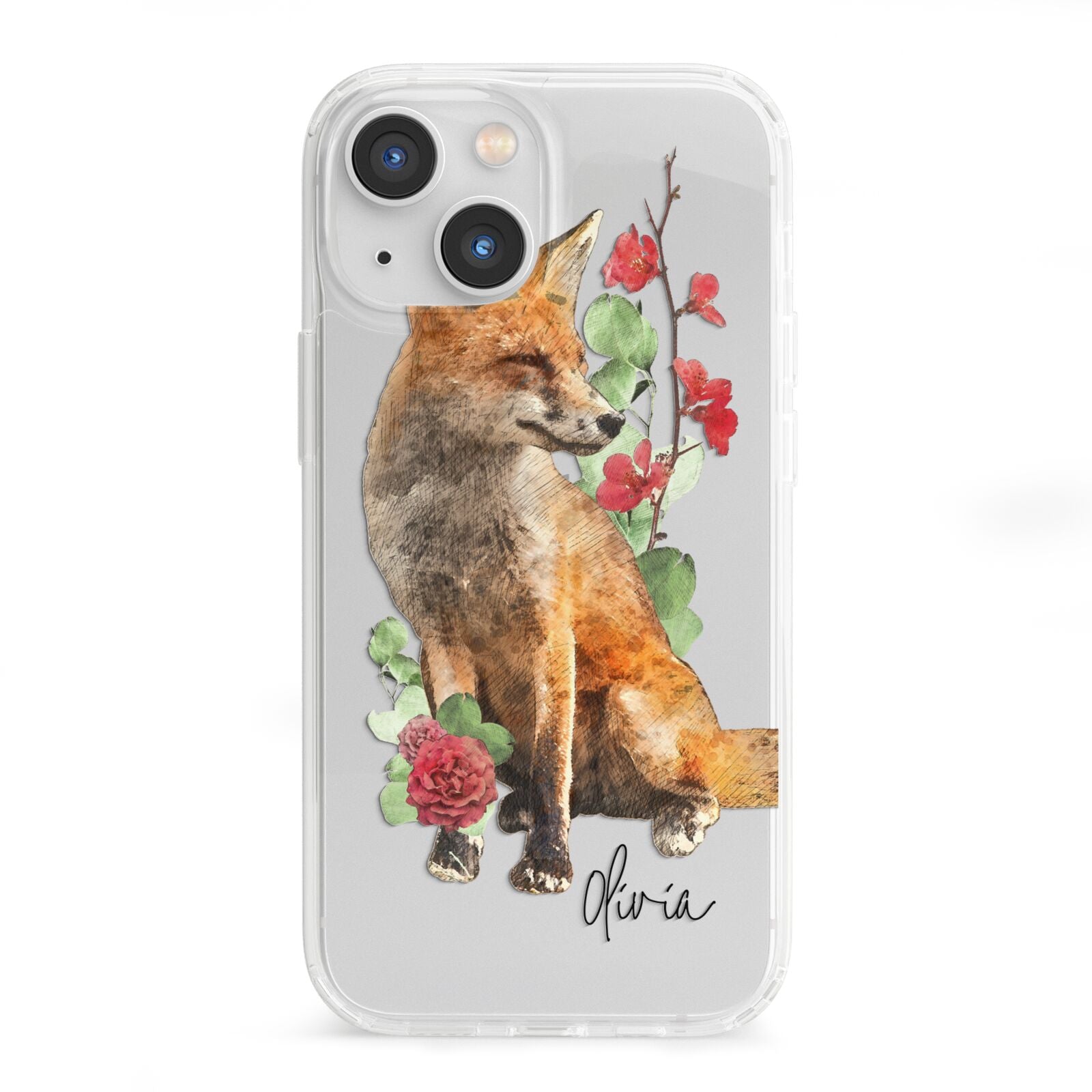 Personalised Fox Name iPhone 13 Mini Clear Bumper Case