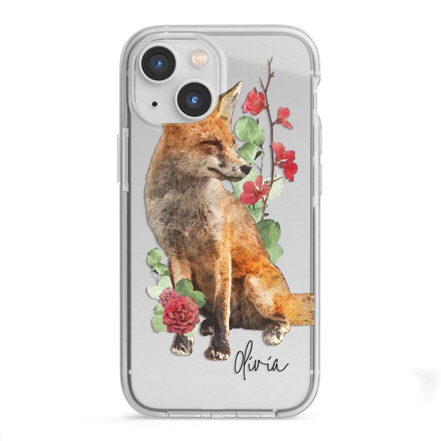 Personalised Fox Name iPhone 13 Mini TPU Impact Case with White Edges