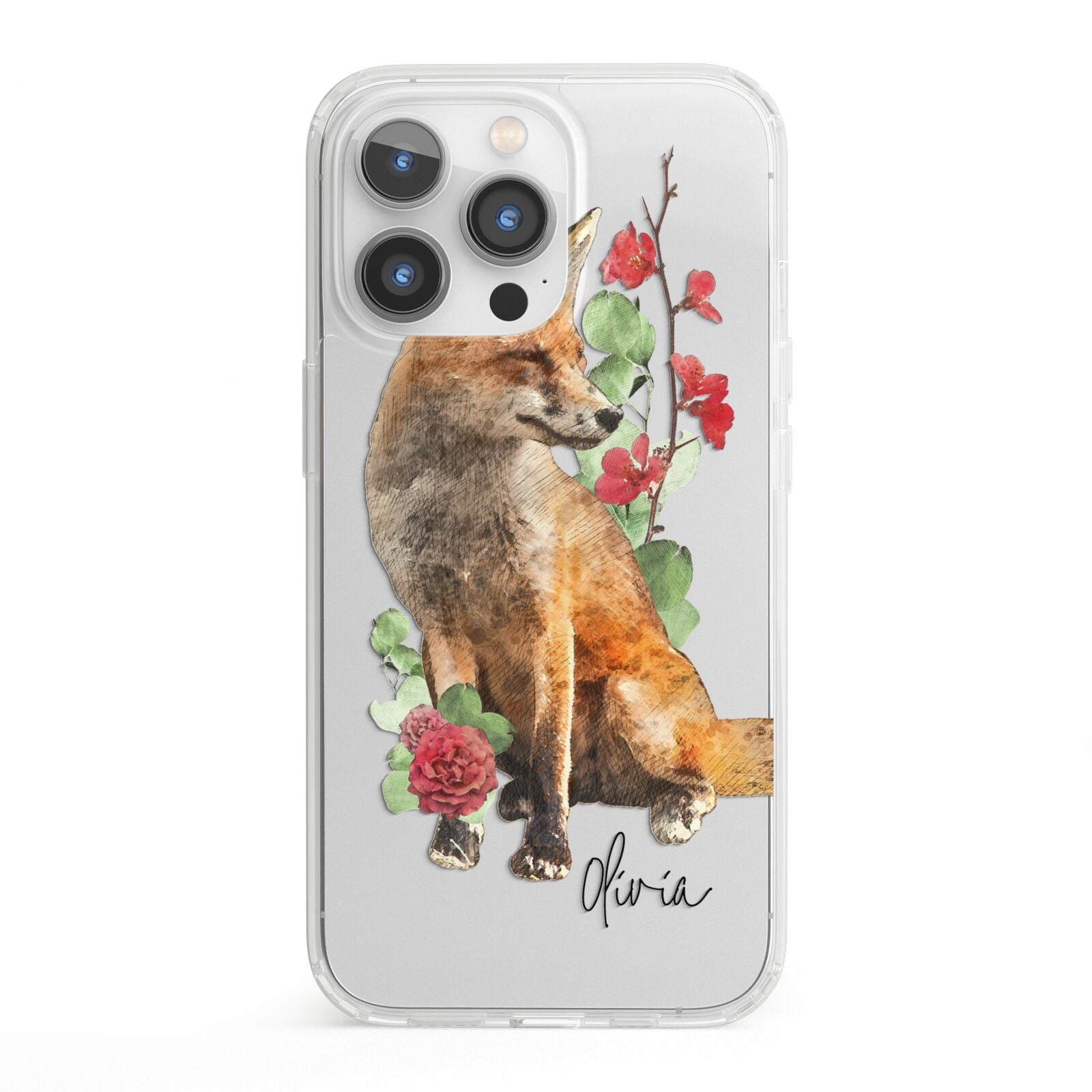 Personalised Fox Name iPhone 13 Pro Clear Bumper Case