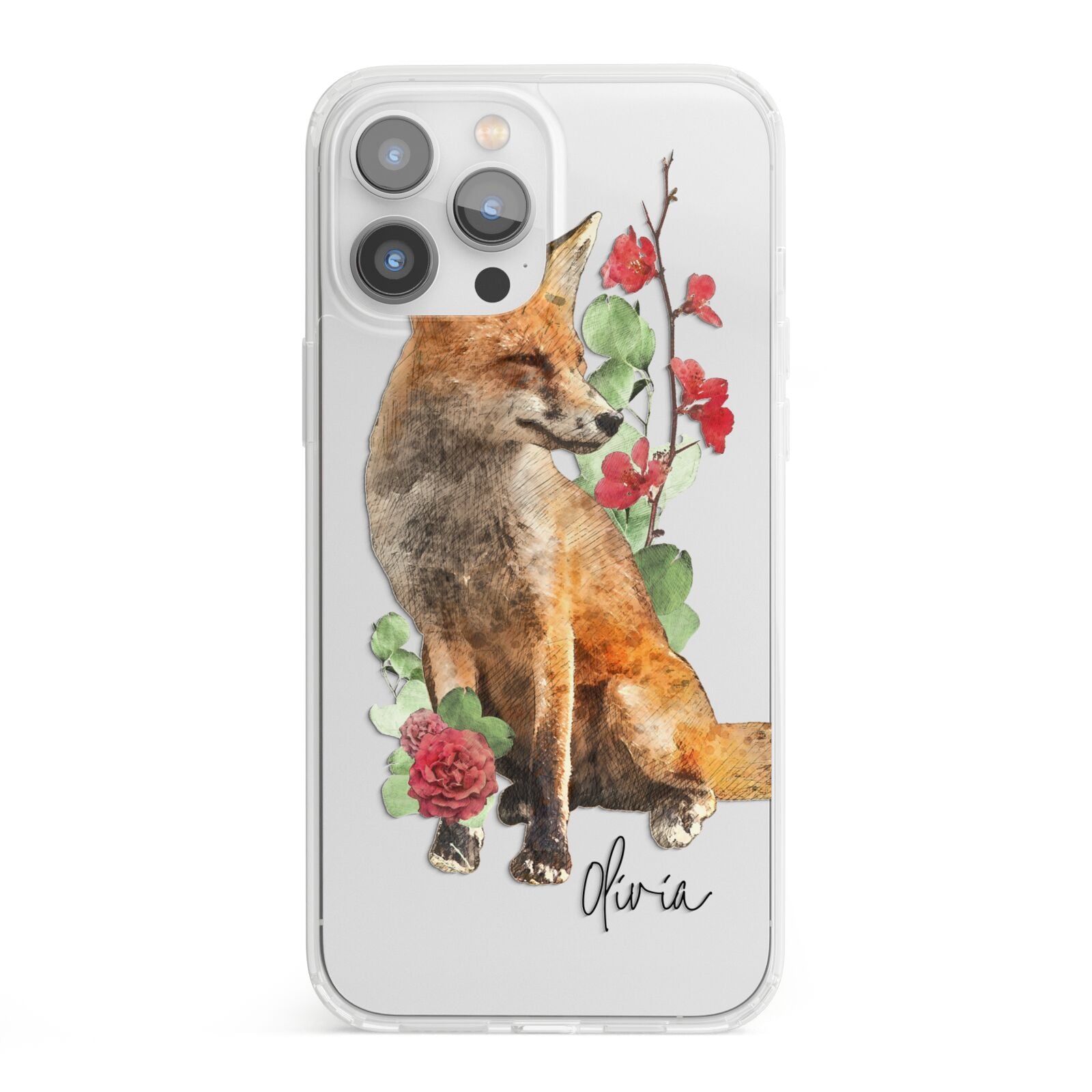 Personalised Fox Name iPhone 13 Pro Max Clear Bumper Case