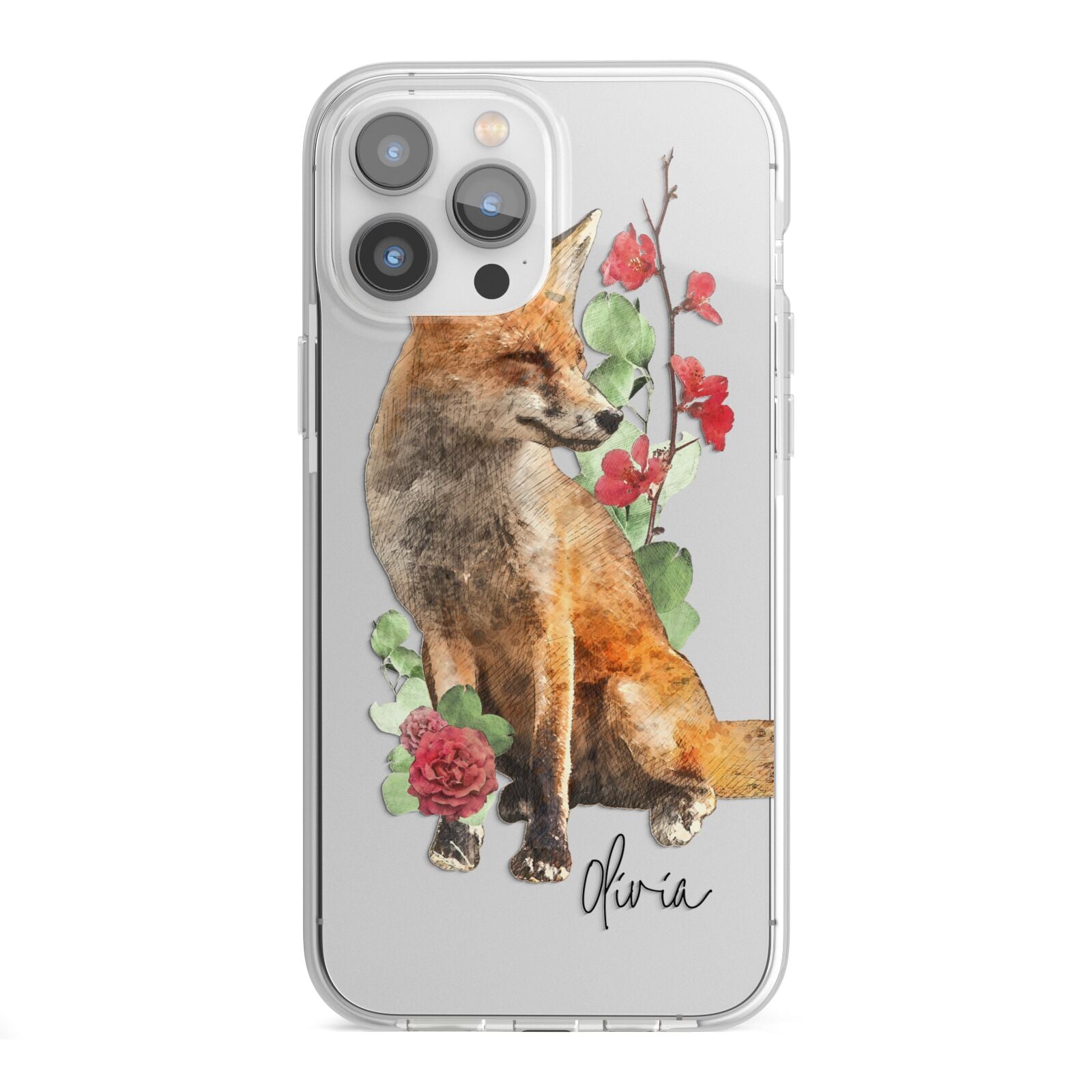Personalised Fox Name iPhone 13 Pro Max TPU Impact Case with White Edges