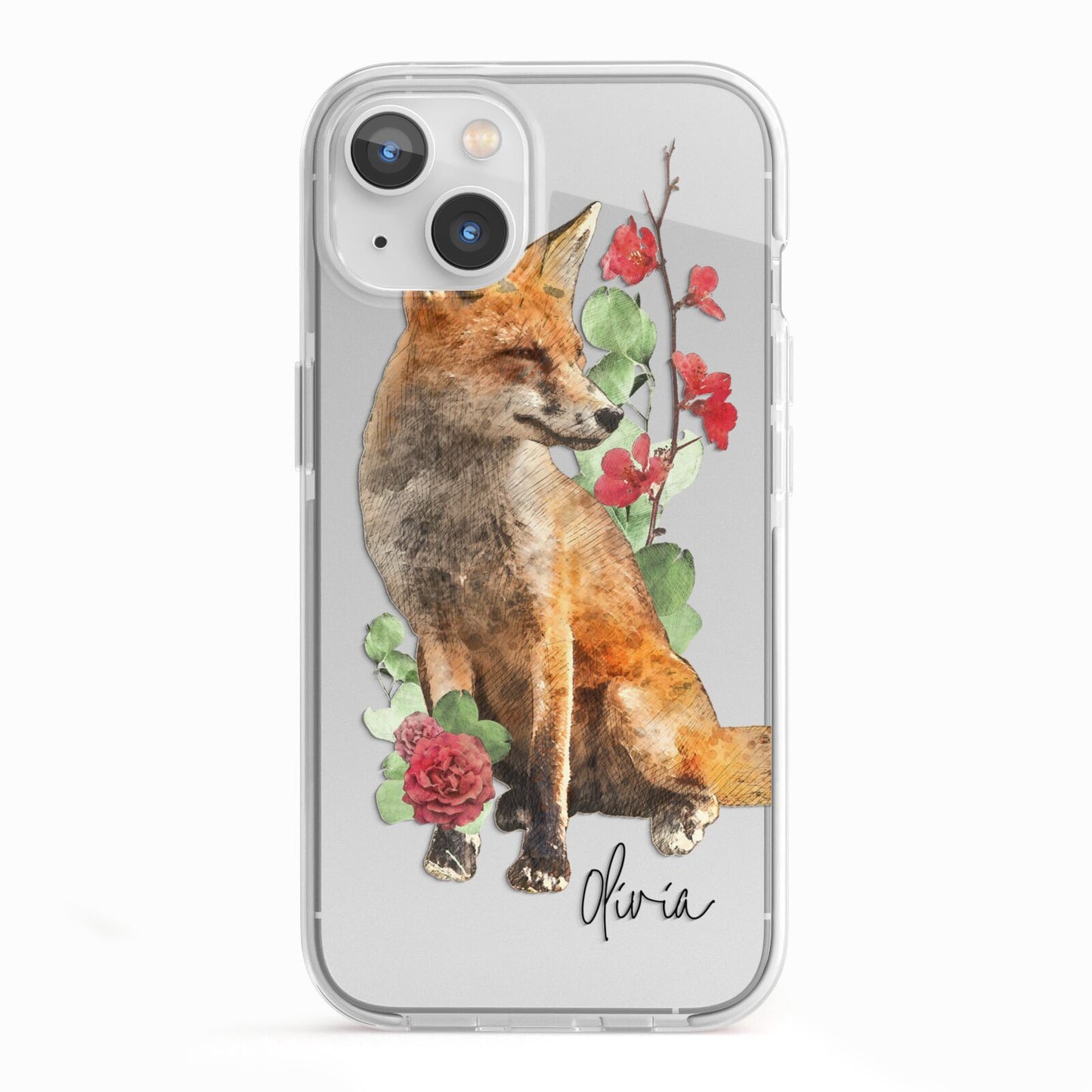 Personalised Fox Name iPhone 13 TPU Impact Case with White Edges