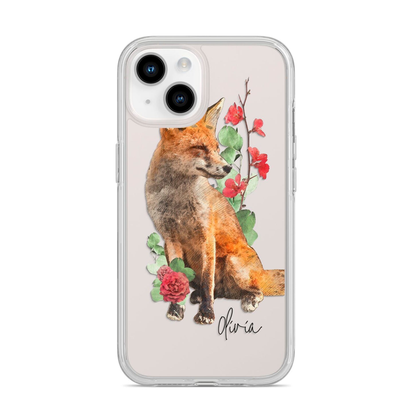 Personalised Fox Name iPhone 14 Clear Tough Case Starlight
