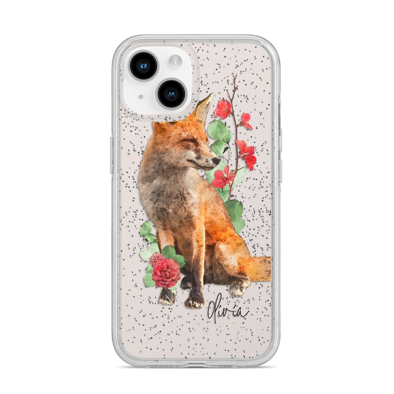 Personalised Fox Name iPhone 14 Glitter Tough Case Starlight