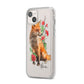 Personalised Fox Name iPhone 14 Plus Clear Tough Case Starlight Angled Image